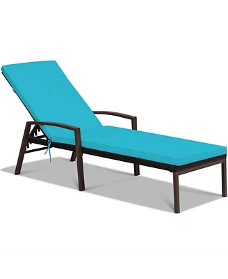 Inolait Outdoor Adjustable Reclining Patio Rattan Lounge Chair with Backrest