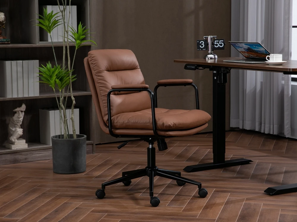 Ergonomic Pu Leather Office Chair with Reclining Back