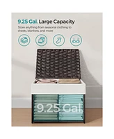 Decorative Rattan-Look Storage Basket with Cotton Liner and Carry Handles