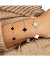 The Lovery Large Mother of Pearl Clover Bracelet 14K Gold