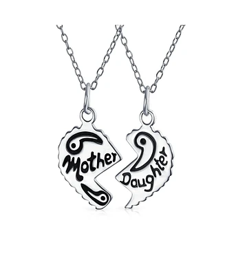 Bling Jewelry Best Friends Bff Split Heart Puzzle Mother Daughter Pendant Necklace Silver