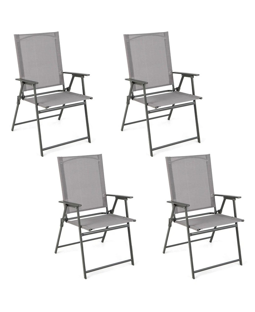 Sugift Set of 4 Patio Folding Chair with Rustproof Metal Frame