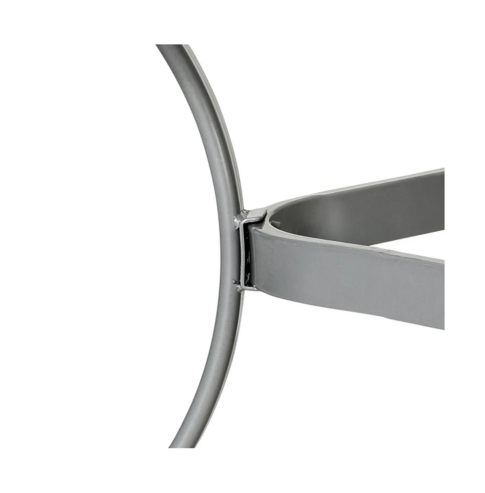 Emma+Oliver Tala Rectangular Tempered Glass Top Patio Table With Umbrella Hole And Black Steel Tube Frame