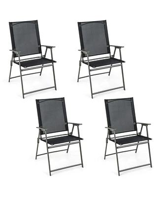 Sugift Set of 4 Patio Folding Chair with Rustproof Metal Frame