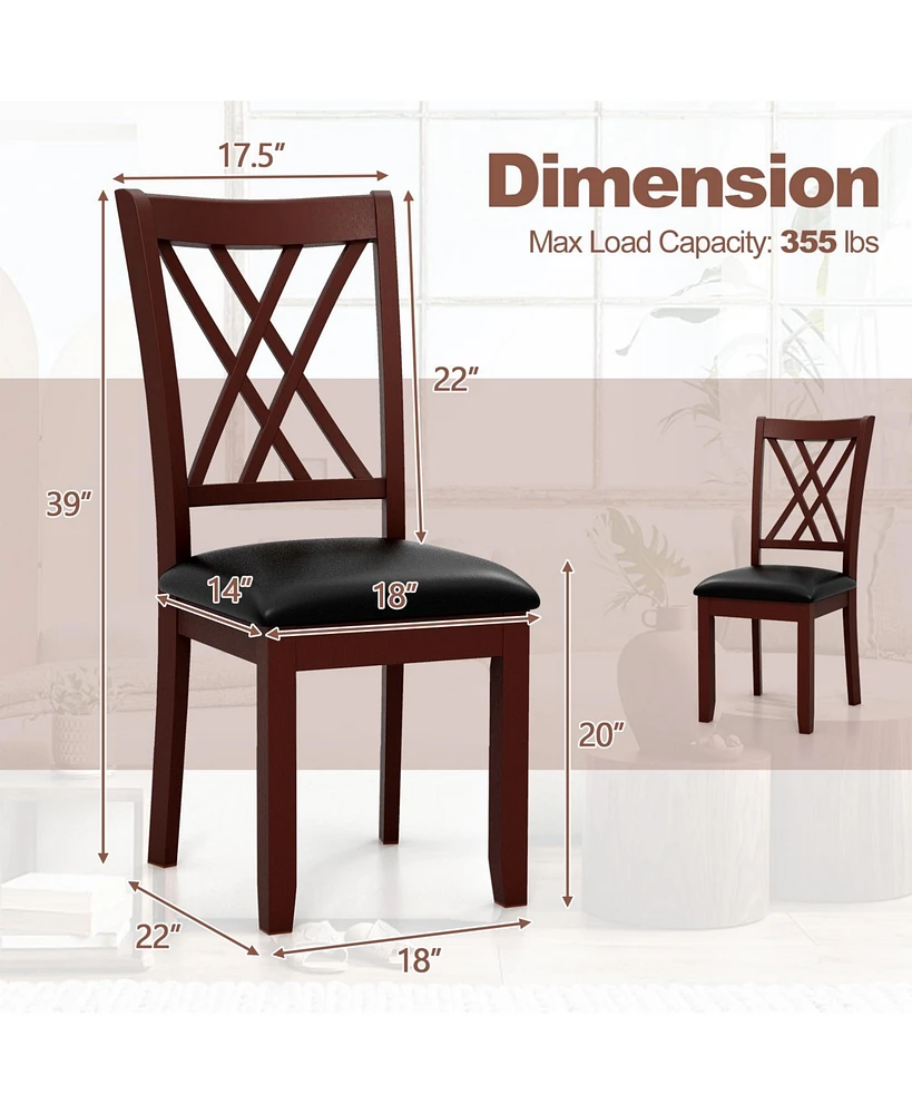 Sugift Set of 2 Dining Chair with Backrest and Padded Seat