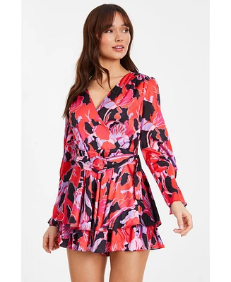 Quiz Women's Long Sleeve Wrap Romper