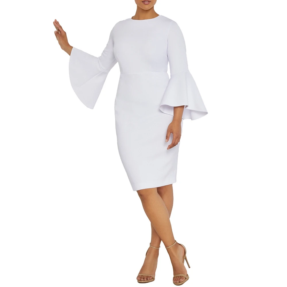 Eloquii Women's Flare Sleeve Scuba Dress