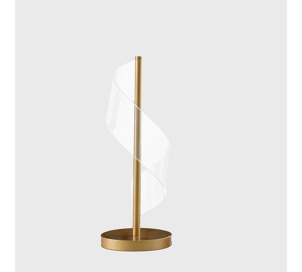 Streamdale Furniture 18.75" In Dinamo Modern" S" Wave Swirl Acrylic Led Brushed Gold Table Lamp