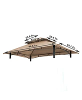 8x5FT Grill Gazebo Replacement Canopy, Double Tiered Bbq Tent Roof Top Cover