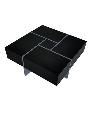 Modern Square Coffee Table with Hidden Storage and Extendable Tabletop