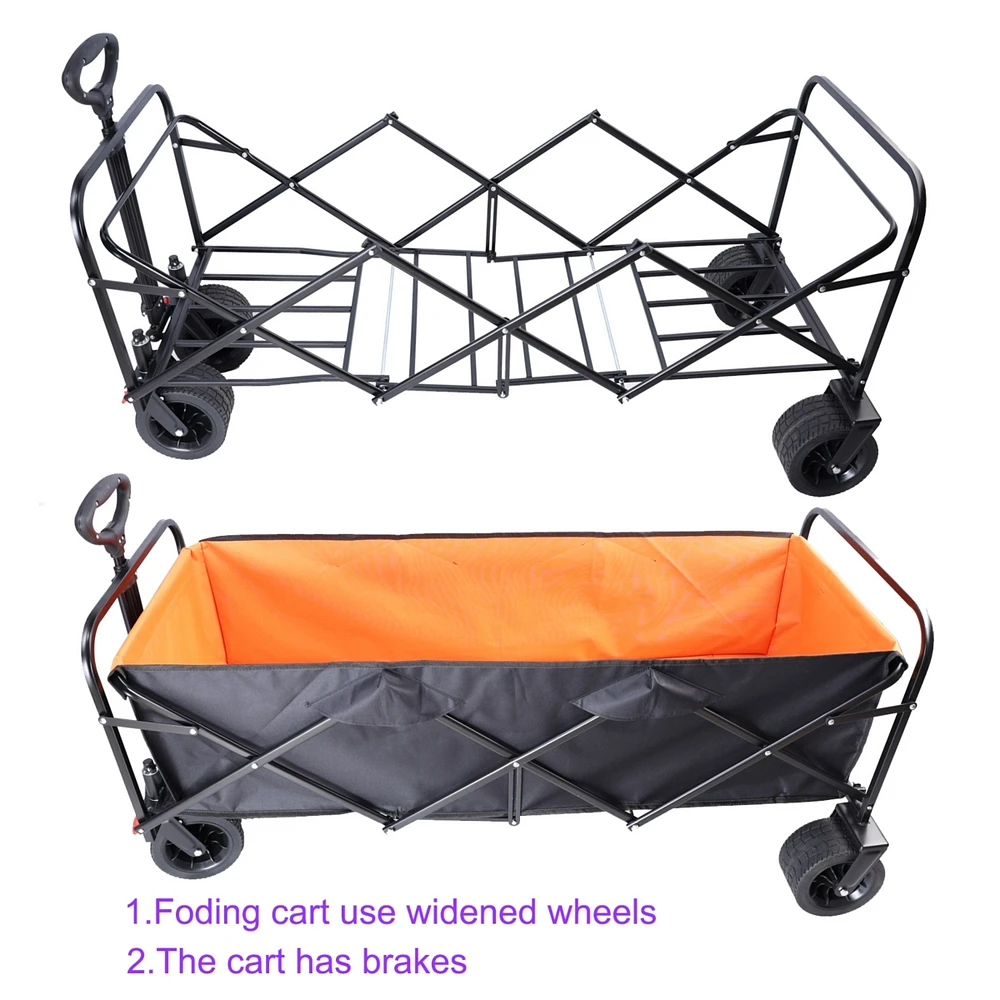 Foldable Xl Beach Cart in Black & Orange