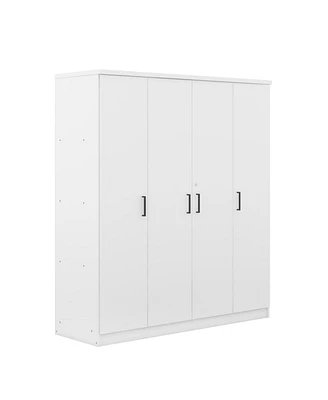 4-Door Wardrobe with 1 Drawer, Gray
