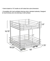 Household Essentials Glidez Steel Pull-Out/Slide-Out Storage Organizer with Plastic Liners for Under Cabinet or Wire Shelf 2-Tier Design