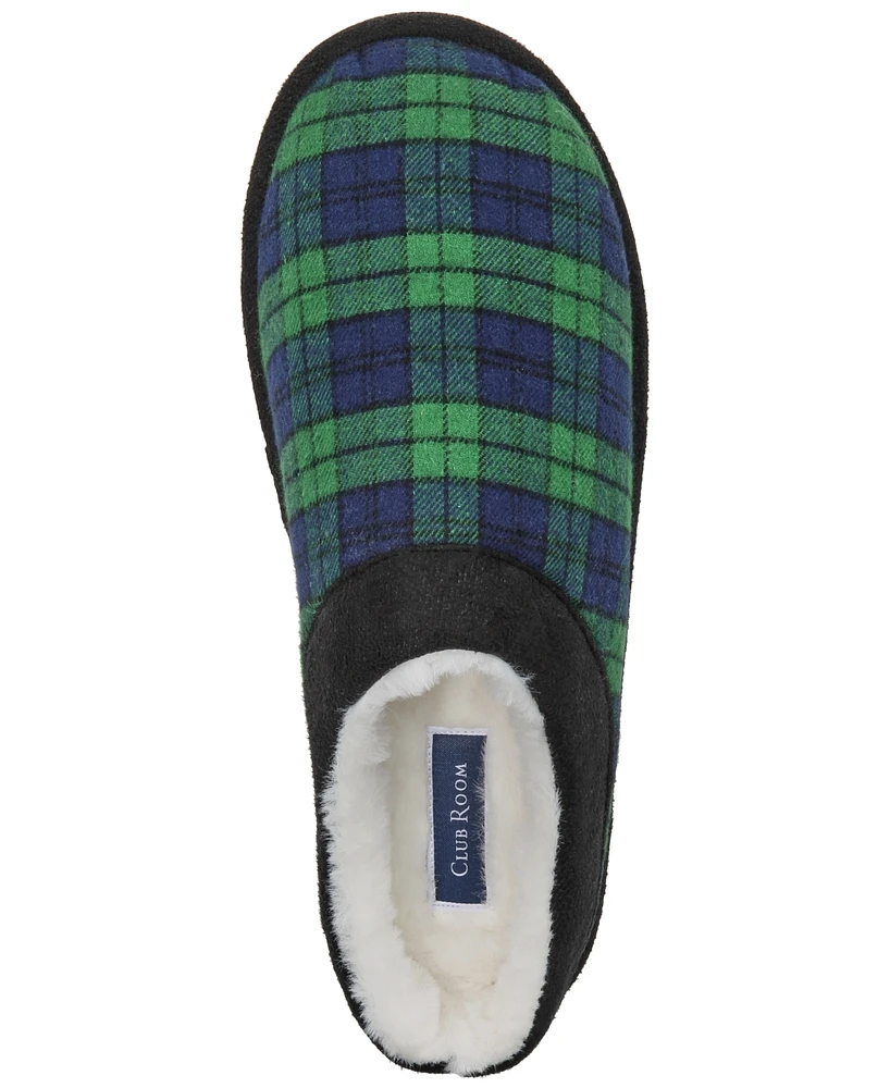 Club Room Men's Blackwatch Plaid Slippers, Created for Macy's