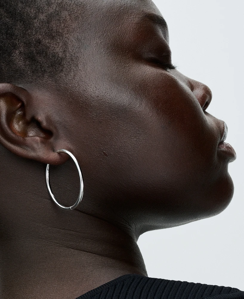 Pandora Sterling Silver 40 mm Charm Hoop Earrings