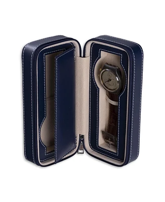 Bey-Berk Leather Two Watch Travel Case with Form Fit Compartments