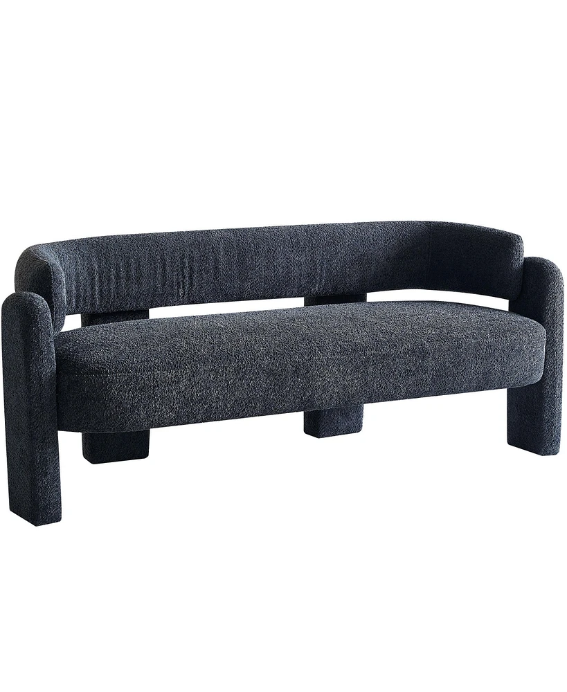75.59" Wide Boucle Upholstery Modern Sofa For Living Room Dark Grey