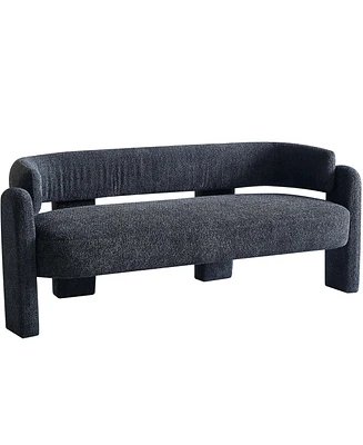 75.59" Wide Boucle Upholstery Modern Sofa For Living Room Dark Grey