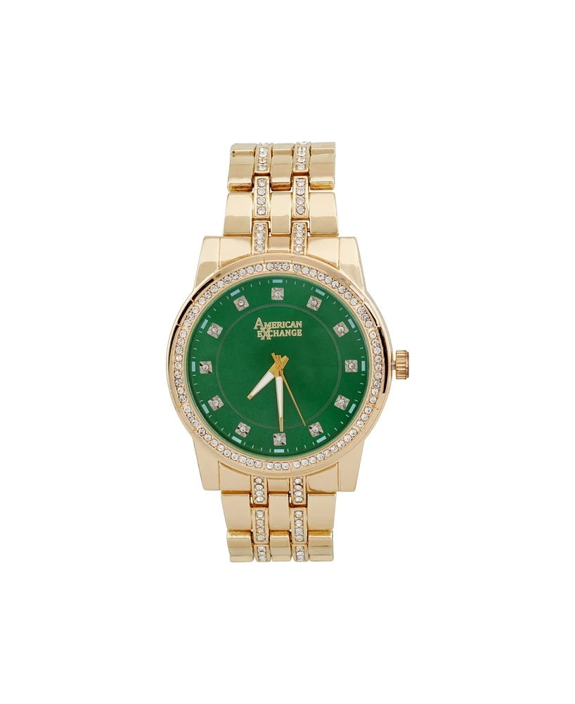 American Exchange Men's Crystal Bracelet Watch 46mm Gift Set