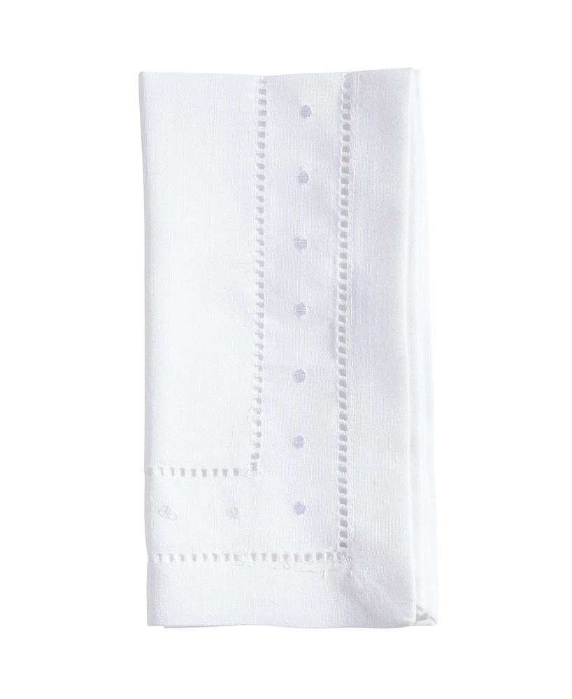 Saro Lifestyle Classic Hemstitch with Embroidered Border Dinner Napkin Set of 12, 20"x20"