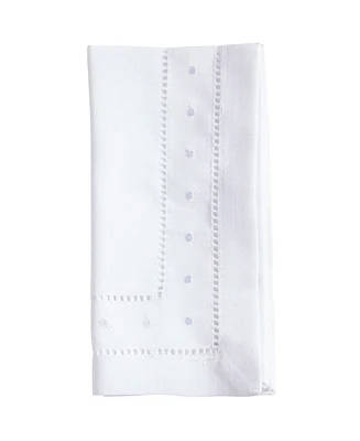 Saro Lifestyle Classic Hemstitch with Embroidered Border Dinner Napkin Set of 12, 20"x20"