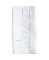 Saro Lifestyle Classic Hemstitch with Embroidered Border Dinner Napkin Set of 12, 20"x20"