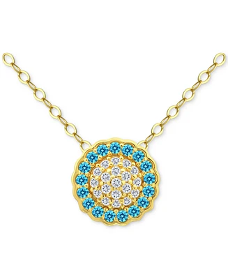 Giani Bernini Blue & White Cubic Zirconia Reverse Halo Pendant Necklace, 16" + 2" extender
