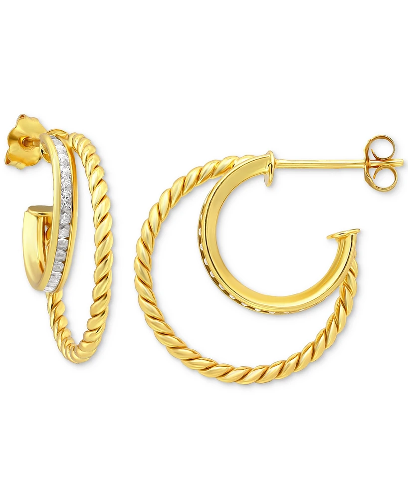 Giani Bernini Cubic Zirconia Double Small Hoop Earrings, 0.75