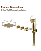 Mondawe 3-Handle Waterfall Wide-Spray High Pressure Tub and Shower Faucet Matte Black With Valve