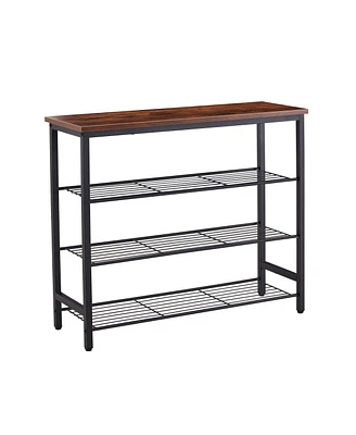 4-Tier Metal Shoe Rack, Modern Multifunctional Shoe Storage Shelf with Mdf Top Board, 1 pc per carton