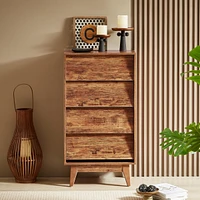 4 Drawer Double Dresser Features Vintage-Style And Bevel Design