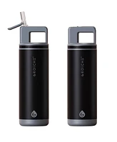 Grosche Alpine Flip 'N Sip Insulated, Leakproof Water Bottle with Straw, 20 Oz, 2pk