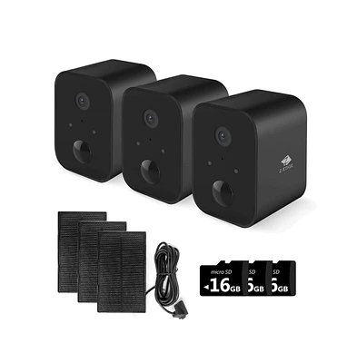 Z-edge SW03- 3 Packs 1080P Full Hd Wireless Smart Cameras with Solar Panels and 16GB Tf Card, Supports Night Vision