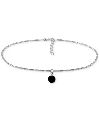 Giani Bernini Onyx Dangle Cylinder Link Ankle Bracelet in Sterling Silver, Created for Macy's