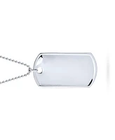 Bling Jewelry X-Large Army Military Dog Tag Pendant Necklace Sterling Silver Long Bead Ball Chain 24 Inch