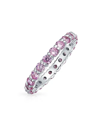 Bling Jewelry Cubic Zirconia Stackable Cz Thin 3MM Eternity Band Ring .925 Sterling Silver