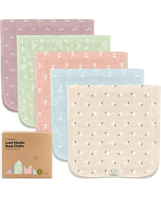 KeaBabies Kids 5pk Lumi Muslin Burp Cloths Boys, Girls, Organic Cloths, Burping
