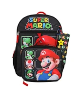 Super Mario Bros Character Grid 16" Youth 5-Piece Backpack Set