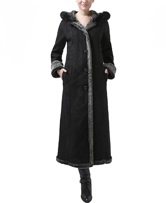 Bgsd Women's Gianna Hooded Faux Shearling Long Coat