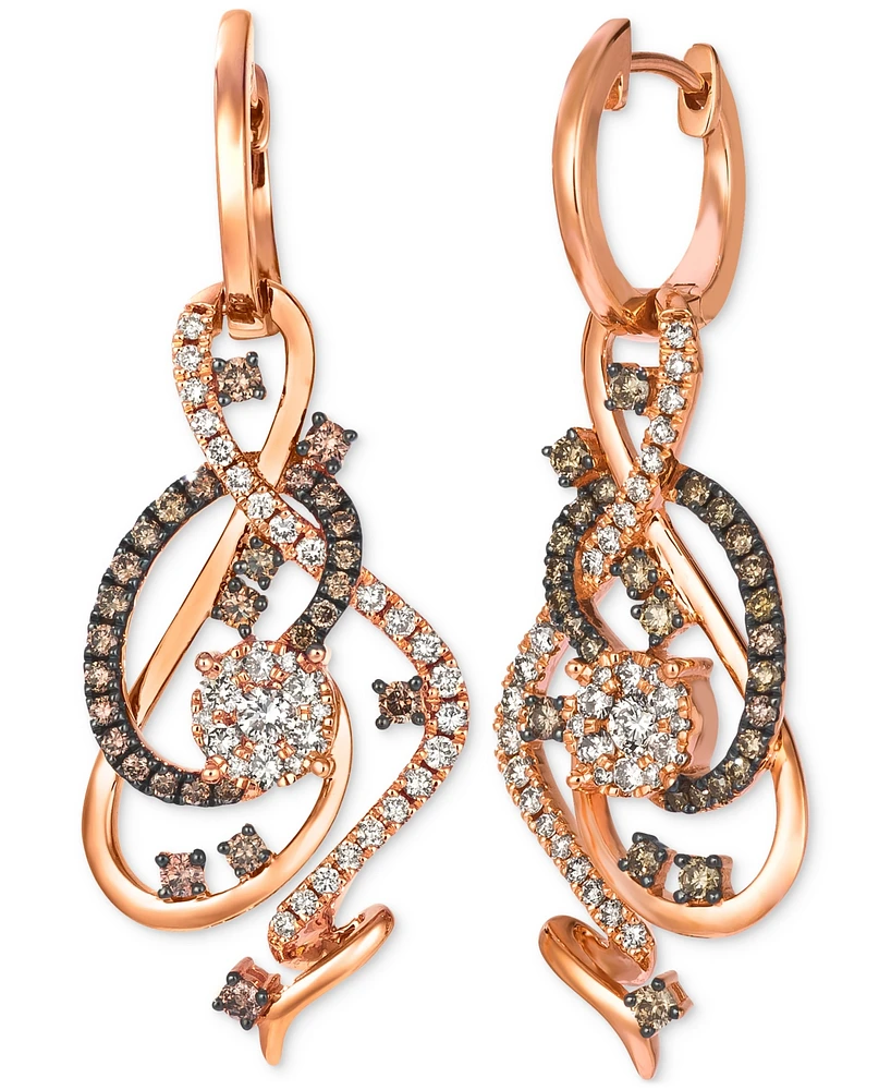 Le Vian Crazy Collection Chocolate Diamond & Nude Swirl Drop Earrings (1-1/2 ct. t.w.) 14k Rose Gold