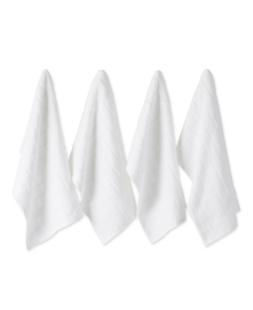 Design Imports Basic Terry Collection Windowpane Dishtowel Set, 16x26", Check, 4 Piece
