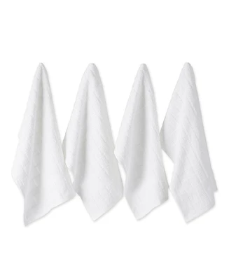 Design Imports Basic Terry Collection Windowpane Dishtowel Set, 16x26", Check, 4 Piece