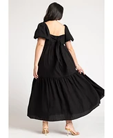 Eloquii Plus Puff Sleeve Tiered Dress