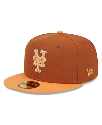 New Era Men's Brown/Orange New York Mets Spring Color Basic Two-Tone 59FIFTY Fitted Hat