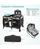 Costway Boys 4 in 1 Convertible Portable Playard Newborn Napper