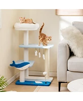 Ocean-themed Cat Tree with Sisal Covered Scratching Posts Hanging Interactive Toys