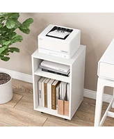 Mobile File Cabinet Wooden Printer Stand Vertical Storage Organizer Home Office