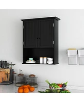 Wall Mount Bathroom Cabinet Wooden Medicine Storage Organizer