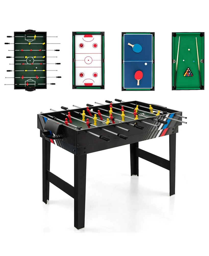 Costway 4-in-1 Combo Game Table 49" Foosball with Pool Billiards Air Hockey Table Tennis