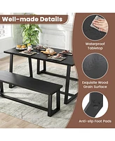 63" Large Dining Table for 4-6 People with Heavy-duty Metal Frame Modern